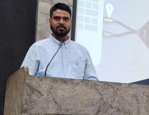 Founder speaking at industry event